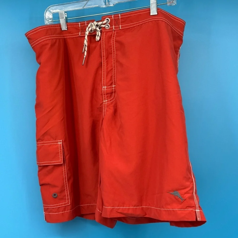 Tommy Bahama Red Board Shorts with Classic Surf Style
